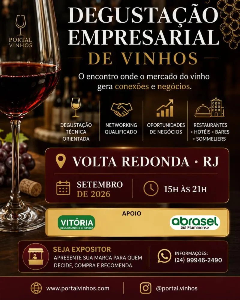 Degustação Empresarial de Vinhos chega ao Sul Fluminense